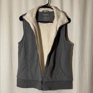 L.L. Bean Charcoal and Ivory Fleece Vest